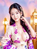 三菱爱 - 和服诱惑之樱花下の秘密 Set 2 20230606 Part 6 A woman in a kimono posing for a picture.